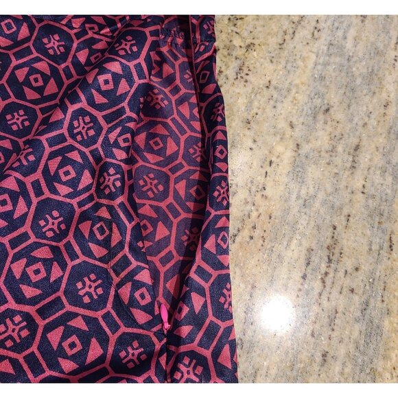 WD Ny Plus Size 3X Pink Blue Satin Silky Babydoll Empire Waist Geometric Blouse - Picture 5 of 13